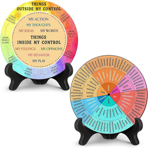 2 Pcs For Each One Rainbow Color Scheme Emotion Wheel And Control Circle With Display Stands Personal Development