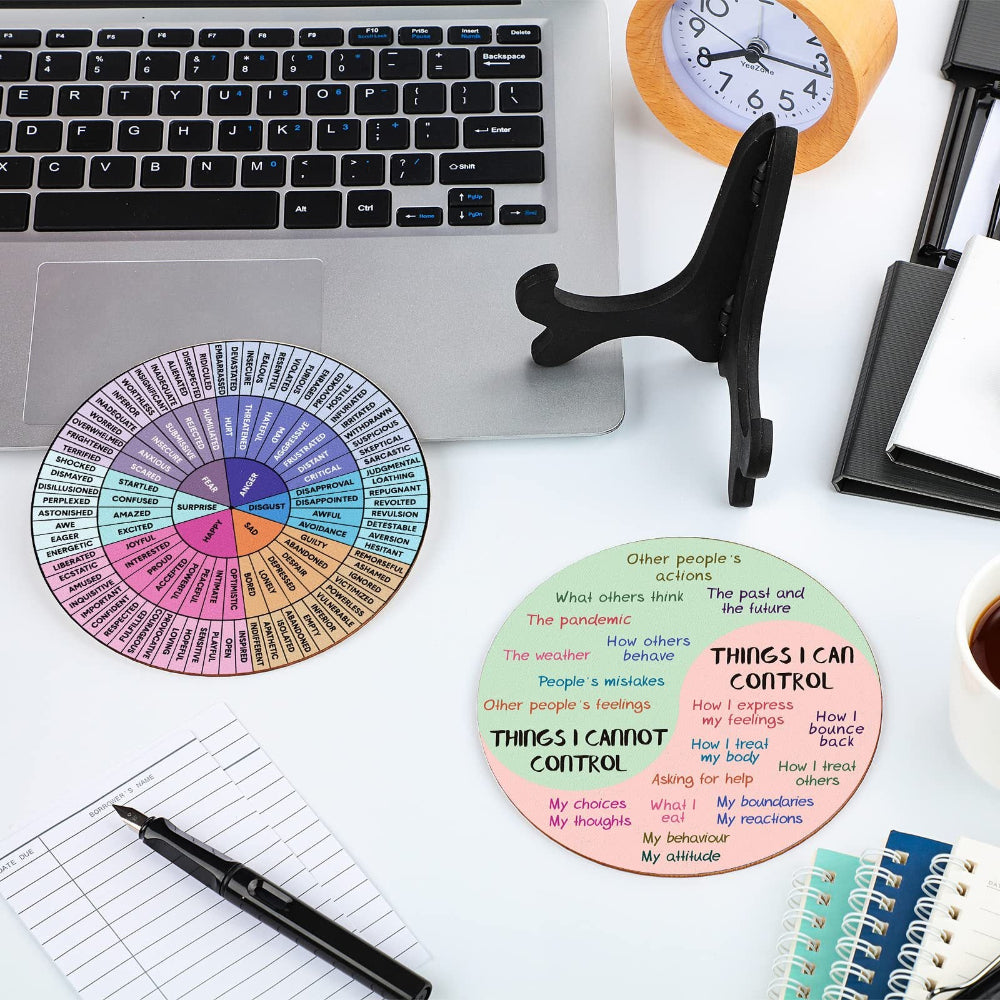 2 Pcs For Each One Blue Scheme Emotion Wheel And Control Circle With Display Stands Personal Development