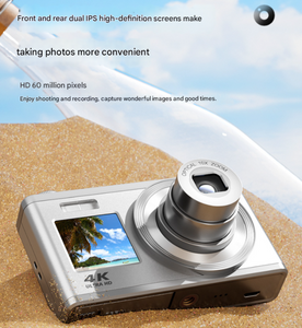 Black 4K Ultra Hd Digital Camera 10X Optical Zoom Dual Screen