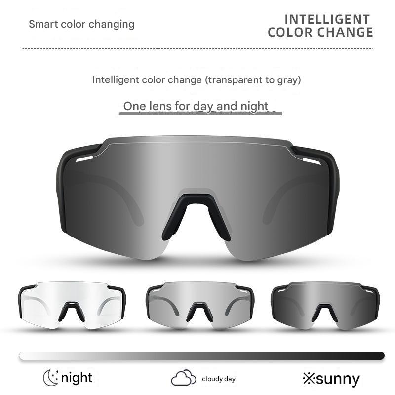 Transparent Color Change Lens Lightweight Uv400 Photochromic Cycling Glasses Anti Wind Protective Sunglasses For Outdoor