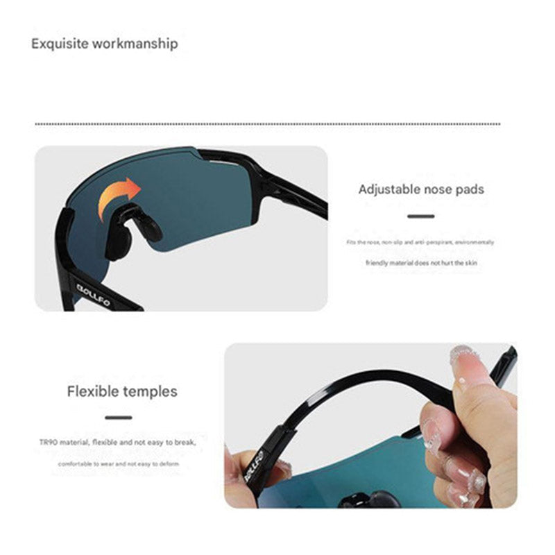 Transparent Color Change Lens Lightweight Uv400 Photochromic Cycling Glasses Anti Wind Protective Sunglasses For Outdoor