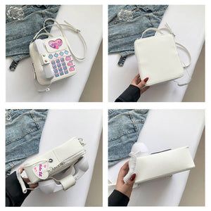 Pink Sweet Girl Creative Crossbody Bag With Telephone Design Pu Material Lightweight And Unique