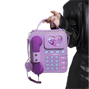 Purple Sweet Girl Creative Crossbody Bag With Telephone Design Material Lightweight And Unique