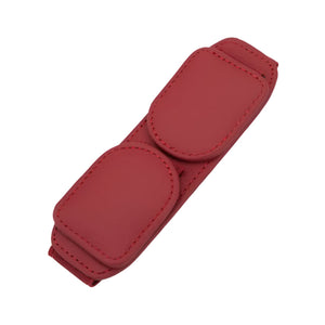 2 Pcs Red Magnetic Leather Car Sunglasses Clip Dual Use Multifunctional Card Holder Premium Cowhide