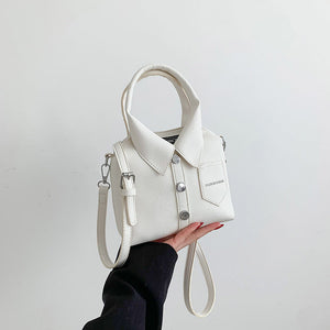 White Trendy Shirt Inspired Pu Shoulder Bag | Stylish Handbag With Unique Design