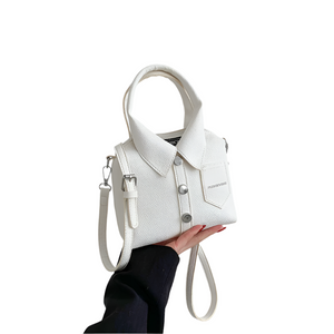 White Trendy Shirt Inspired Pu Shoulder Bag | Stylish Handbag With Unique Design