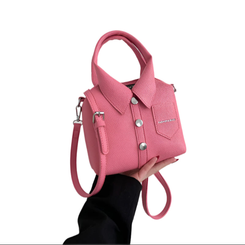 Pink Trendy Shirt Inspired Pu Shoulder Bag | Stylish Handbag With Unique Design