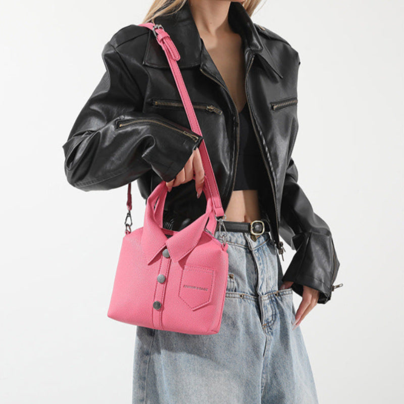 Pink Trendy Shirt Inspired Pu Shoulder Bag | Stylish Handbag With Unique Design