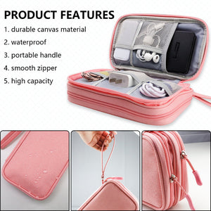 Pink Portable Digital Organizer Bag Multifunctional Storage For Power Banks Cables And Accessories(Photography Props Not