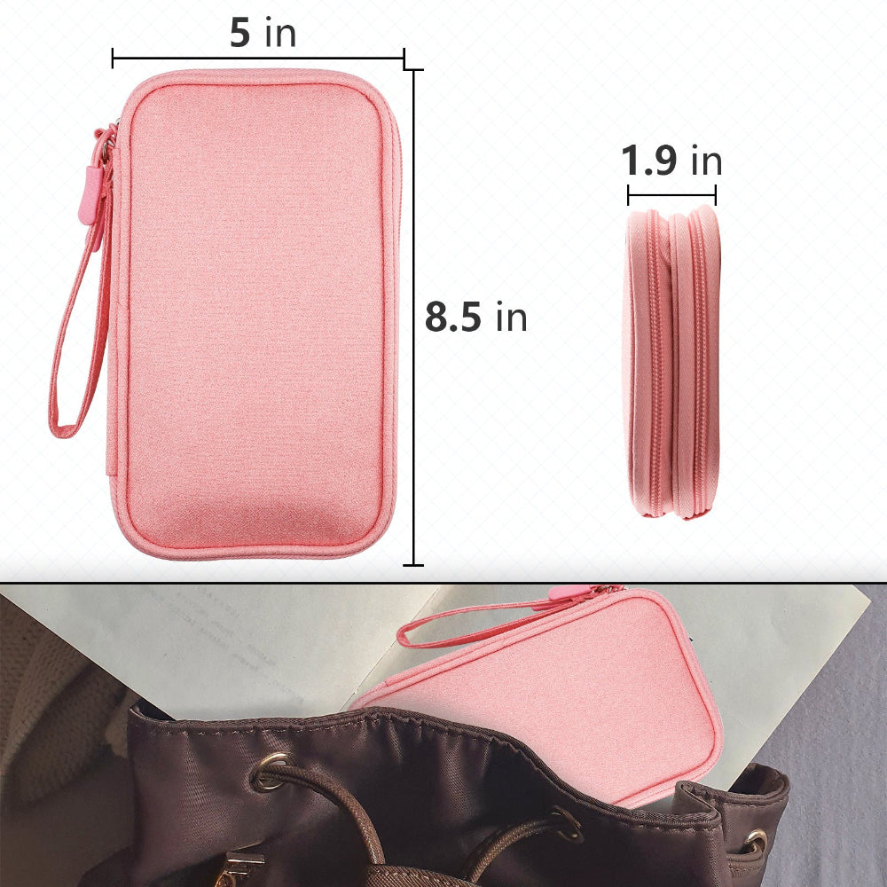 Pink Portable Digital Organizer Bag Multifunctional Storage For Power Banks Cables And Accessories(Photography Props Not