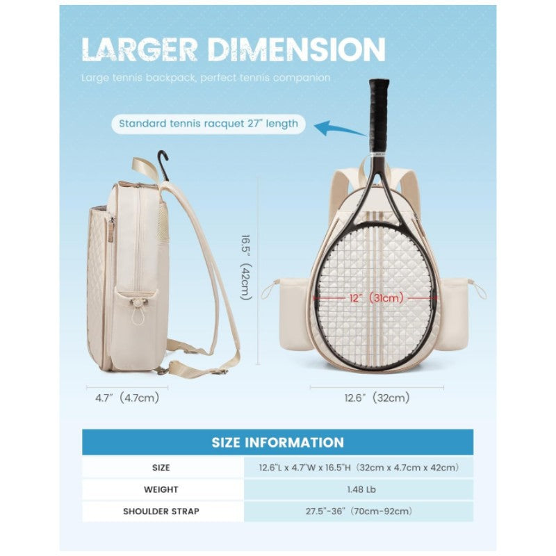 Off White Lightweight Waterproof Tennis Racket Backpack Multifunction Sling And For Men Women(The Cup Is Shooting Prop N