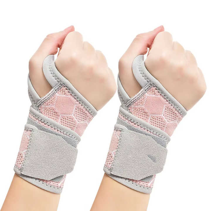 2 Pairs Pink Breathable Sports Wrist Support Wrap Fitness Gym Wristband For Badminton & Injury Prevention