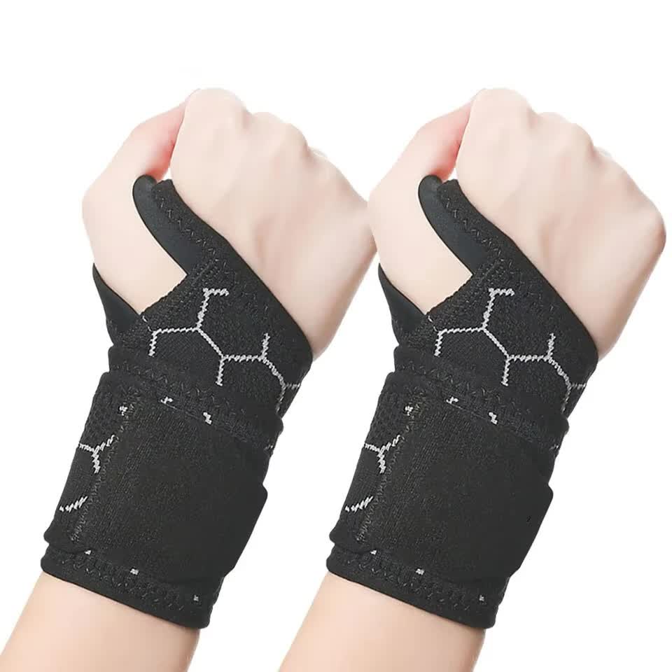 2 Pairs Black Breathable Sports Wrist Support Wrap Fitness Gym Wristband For Badminton & Injury Prevention