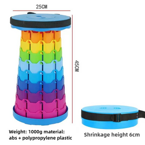 Rainbow Color Stitching Blue Portable Outdoor Telescopic Folding Stool With 100 Weight Bearing Buckles Lightweight And C