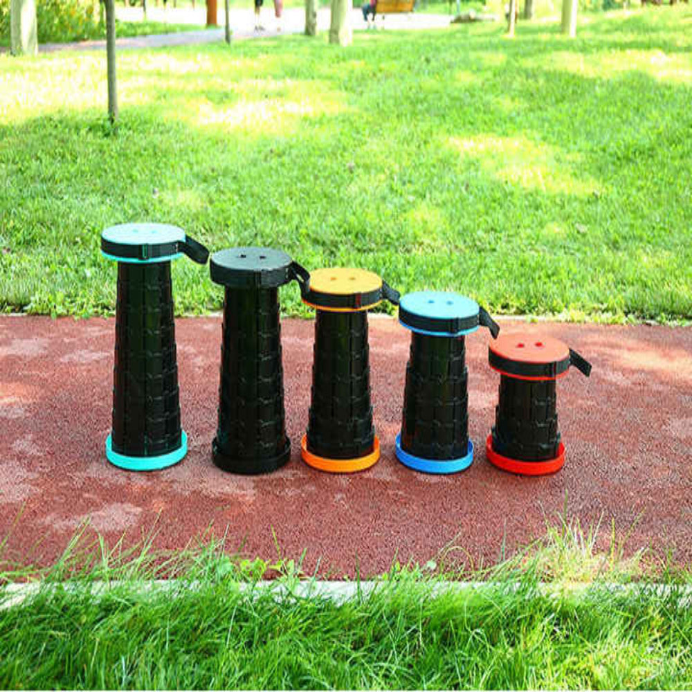 Rainbow Color Stitching Red Portable Outdoor Telescopic Folding Stool With 100 Weight Bearing Buckles Lightweight And Co