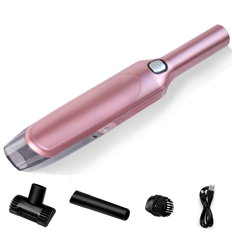 Pink Wireless Handheld Car Vacuum Cleaner 8000Pa Suction Usb Rechargeable Wet & Dry Use Lightweight With Washable Filter