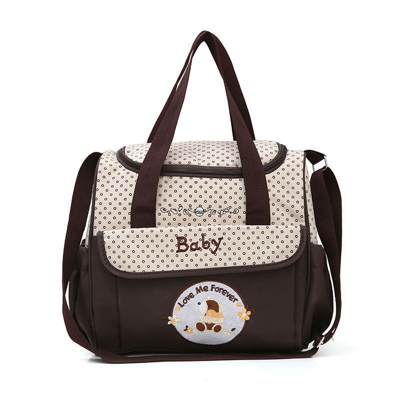 Small Coffee Fashionable Large Capacity Cartoon Bear Shoulder Crossbody Mommy Bag Stylish And Functional Diaper