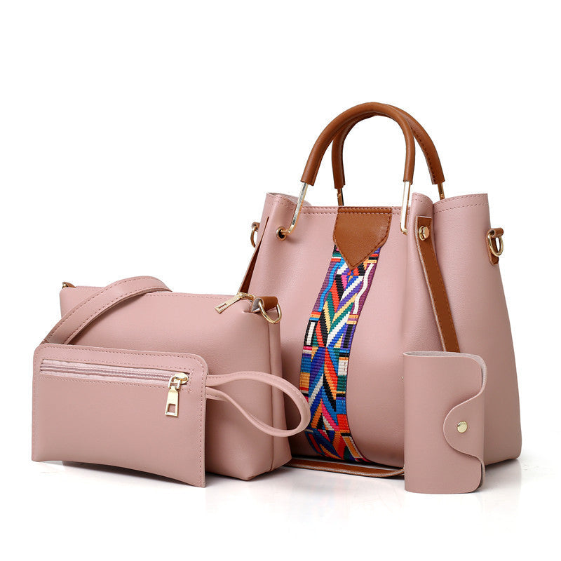 Pink Elegant 4 Piece Women's Handbag Set Stylish Pu Leather Tote Shoulder Bag Clutch And Wallet For Every Occasion