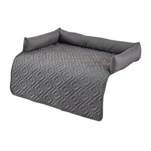 90*120Cm Grey Waterproof & Scratch Resistant Pet Sofa Protector Mat With Pillow | Cat Dog Bed Washable All Season