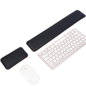 Black And Red Keyboard Wrist Guard + Mouse Premium Dual Sided Pu Leather Rest Pad Set Ergonomic Support For Comfortable