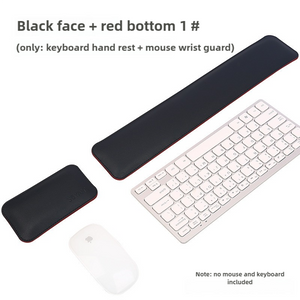 Black And Red Keyboard Wrist Guard + Mouse Premium Dual Sided Pu Leather Rest Pad Set Ergonomic Support For Comfortable