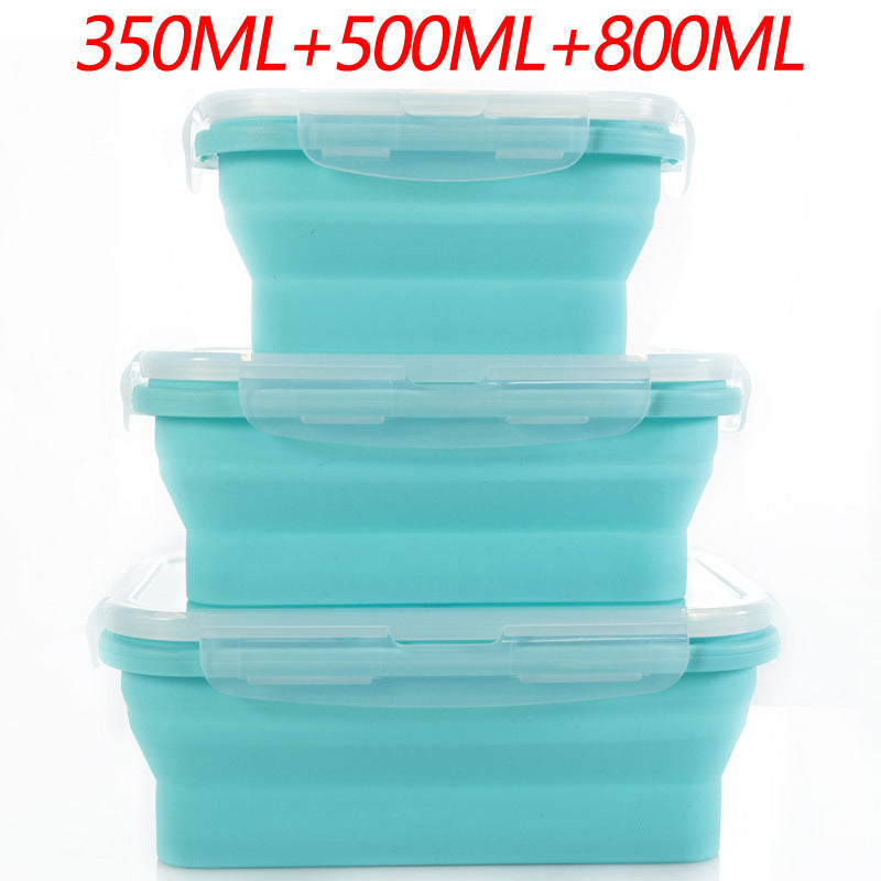 3 Piece Set Blue Collapsible Silicone Food Storage Containers 350Ml 500Ml 800Ml | Bpa Free Microwave Dishwasher & Freeze