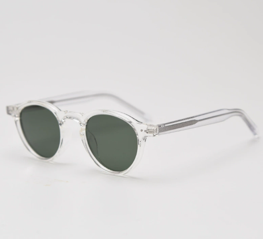 Elosung Transparent Color Retro Round Polarized Sunglasses Black Frame Fashion Uv Protection