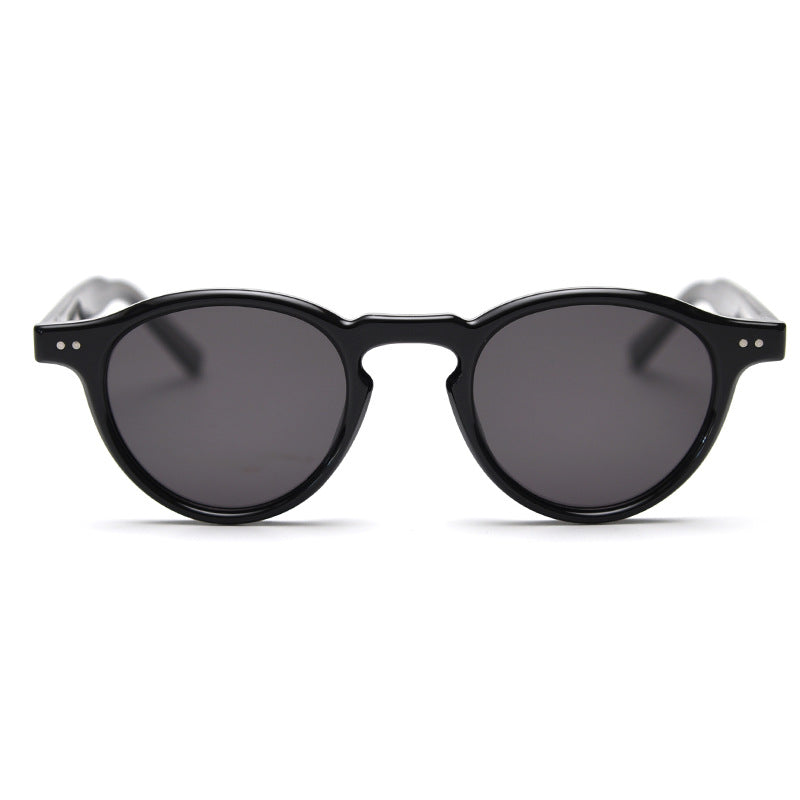 Elosung Transparent Color Retro Round Polarized Sunglasses Black Frame Fashion Uv Protection