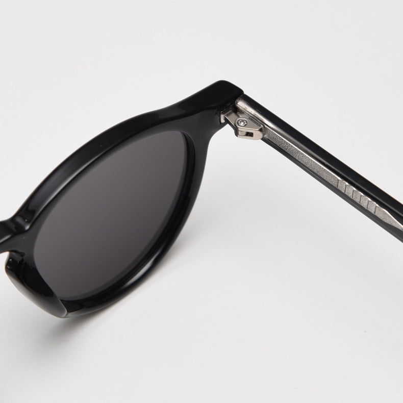 Elosung Transparent Color Retro Round Polarized Sunglasses Black Frame Fashion Uv Protection