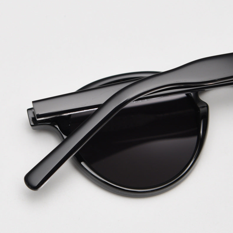 Elosung Transparent Color Retro Round Polarized Sunglasses Black Frame Fashion Uv Protection