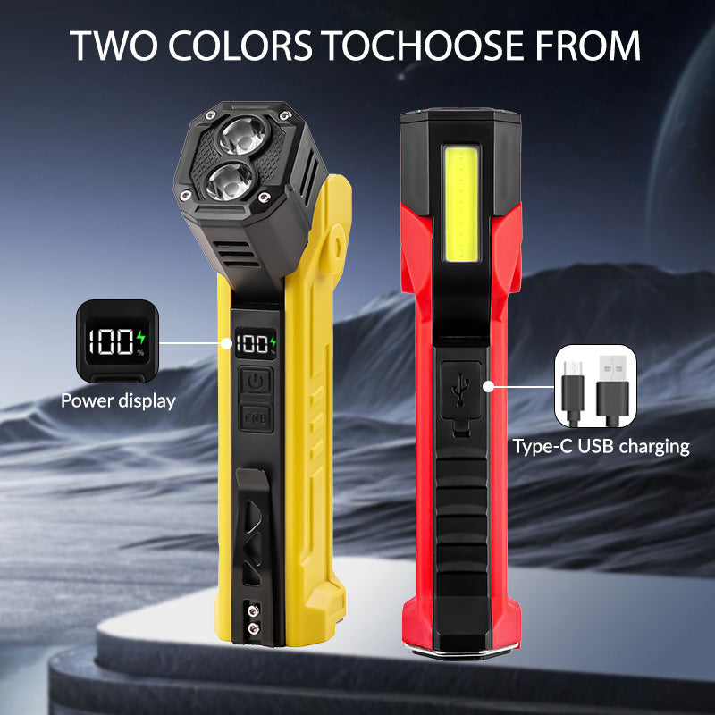 Orange Flashlight Car Repair Light Led Work Magnetic Base Power Bank
