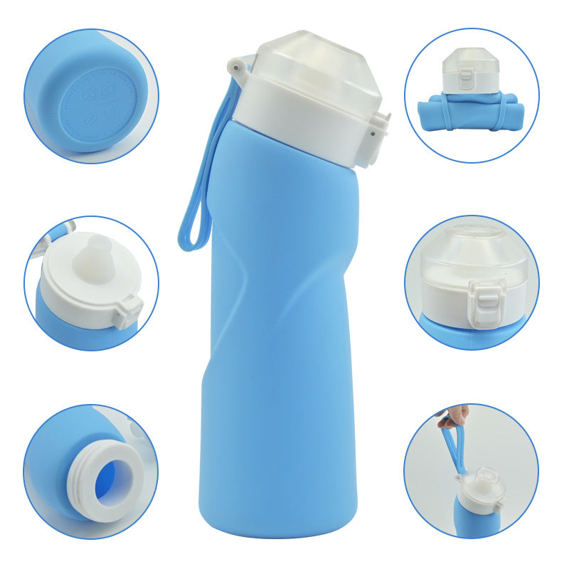 Orange Collapsible Silicone Water Bottle - Portable Large Capacity Outdoor Hiking Flask