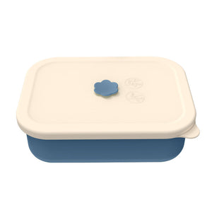 Dark Blue Microwave Safe Silicone Lunch Box With 4 Compartments Airtight Bento For Work And Travel