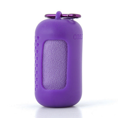 Purple Quick Dry Cooling Towel Set (2 Pack) Microfiber Sport Towels With Silicone Cases & Carabiners