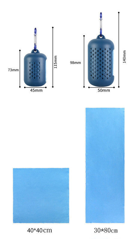 Purple Quick Dry Cooling Towel Set (2 Pack) Microfiber Sport Towels With Silicone Cases & Carabiners