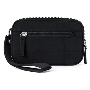 Black Rfid Blocking Nylon Wristlet Clutch Wallet Compact Waterproof Pouch With Card Slots & Id Window