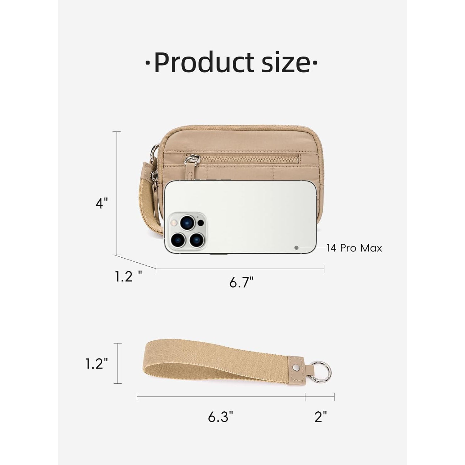 Black Rfid Blocking Nylon Wristlet Clutch Wallet Compact Waterproof Pouch With Card Slots & Id Window
