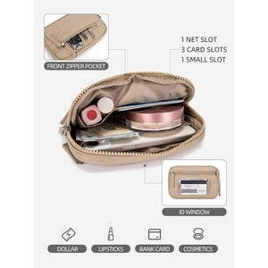 Black Rfid Blocking Nylon Wristlet Clutch Wallet Compact Waterproof Pouch With Card Slots & Id Window