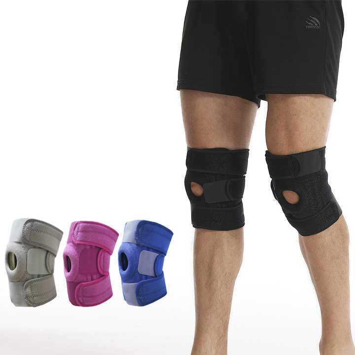 Pink Knee Brace Support (Pair) With Dual Spring Stabilizers & Patella Gel Pad Non Slip For Sports Running Hiking