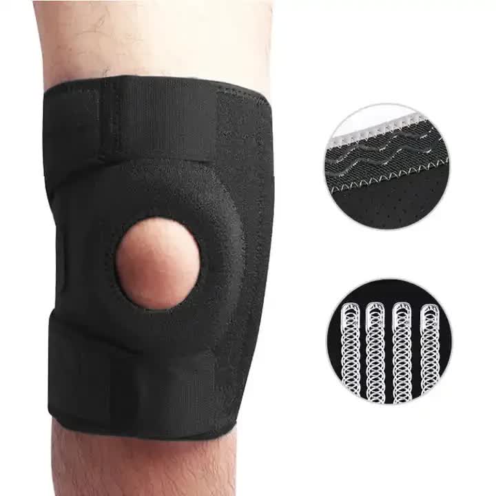 Pink Knee Brace Support (Pair) With Dual Spring Stabilizers & Patella Gel Pad Non Slip For Sports Running Hiking