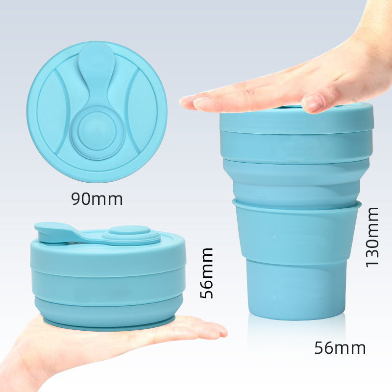 2 Pcs White And Blue 350Ml Collapsible Silicone Travel Cup Portable Leak Proof & Food Grade Drinking Mug With Lid Insula