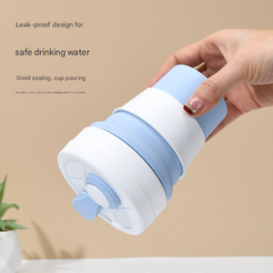 2 Pcs White And Blue 350Ml Collapsible Silicone Travel Cup Portable Leak Proof & Food Grade Drinking Mug With Lid Insula