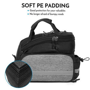 Insulated Bike Rear Rack Bag Waterproof Storage With Soft Pe Padding For Cycling Black