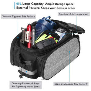 Insulated Bike Rear Rack Bag Waterproof Storage With Soft Pe Padding For Cycling Black
