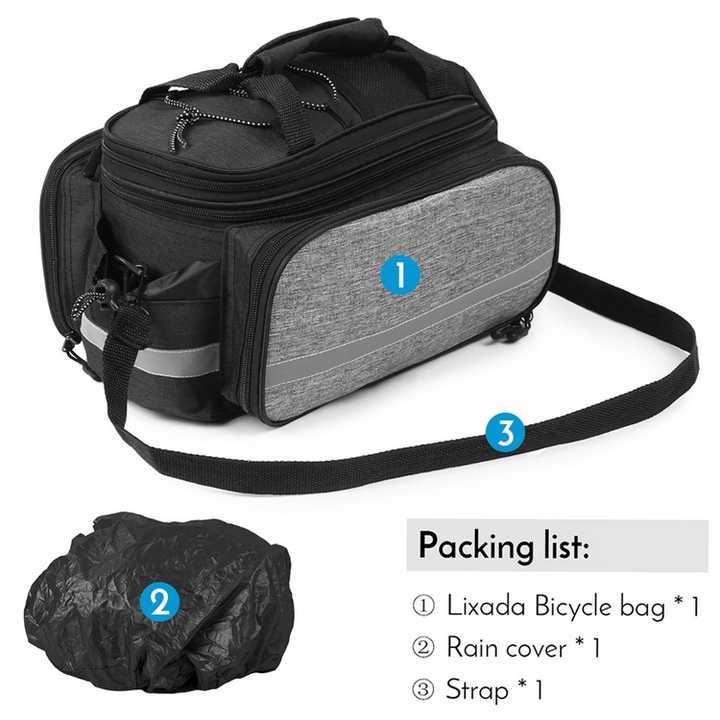 Insulated Bike Rear Rack Bag Waterproof Storage With Soft Pe Padding For Cycling Black