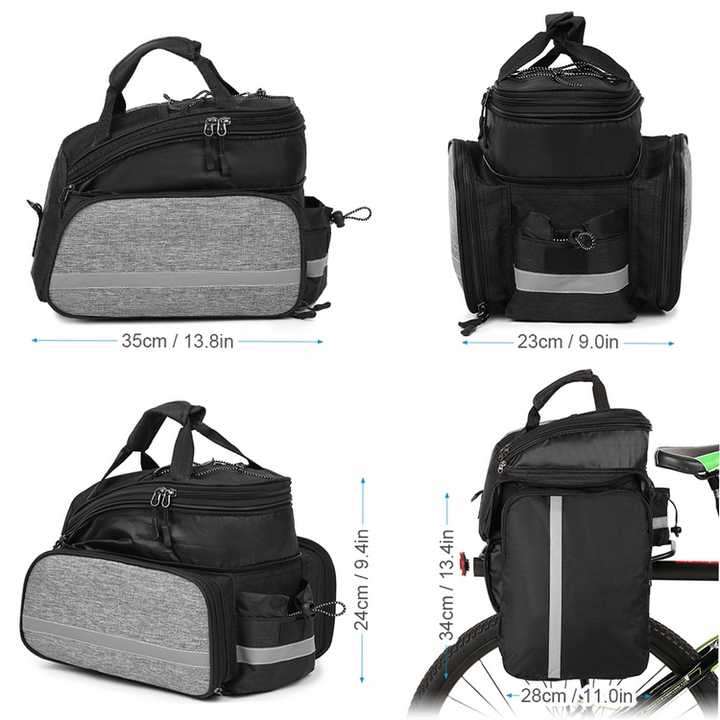 Insulated Bike Rear Rack Bag Waterproof Storage With Soft Pe Padding For Cycling Black