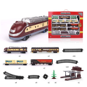 Electric Modern Toy Train Set Vehicle Rail Track Carriages With Sound And Lighting Kids