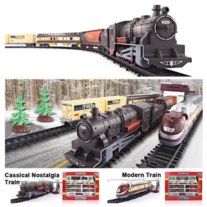 Electric Classic Toy Train Set Vehicle Rail Track Carriages Kids