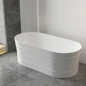 1500/1700*750/800*580Mm Ins Otti Bondi Matt/Gloss White Oval Acrylic Freestanding Bathtub