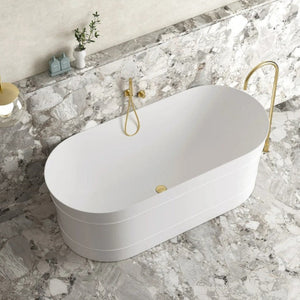 1500/1700*750/800*580Mm Ins Otti Bondi Matt/Gloss White Oval Acrylic Freestanding Bathtub